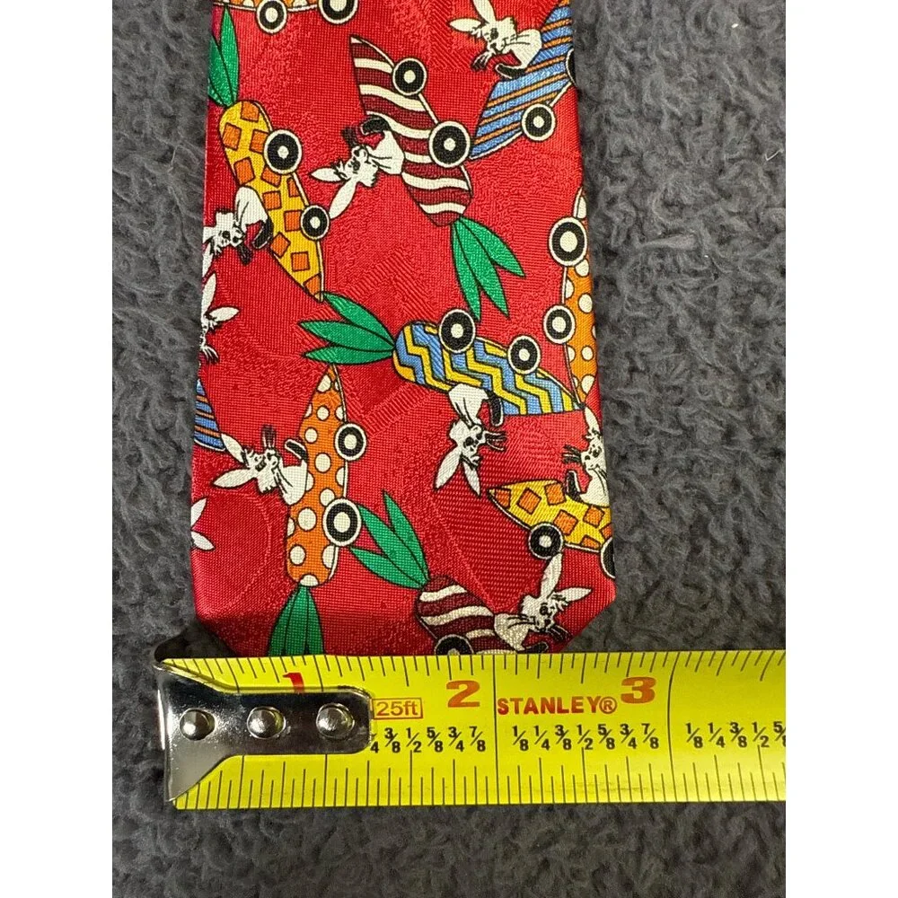 Vintage Boys Red Novelty Clip-On Tie Easter Bunny Race Car Pattern By Club Room